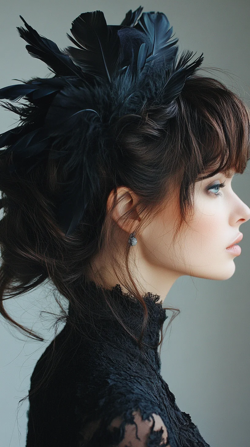 A Chic, Feathered Updo: The Perfect Blend of Elegance and Drama