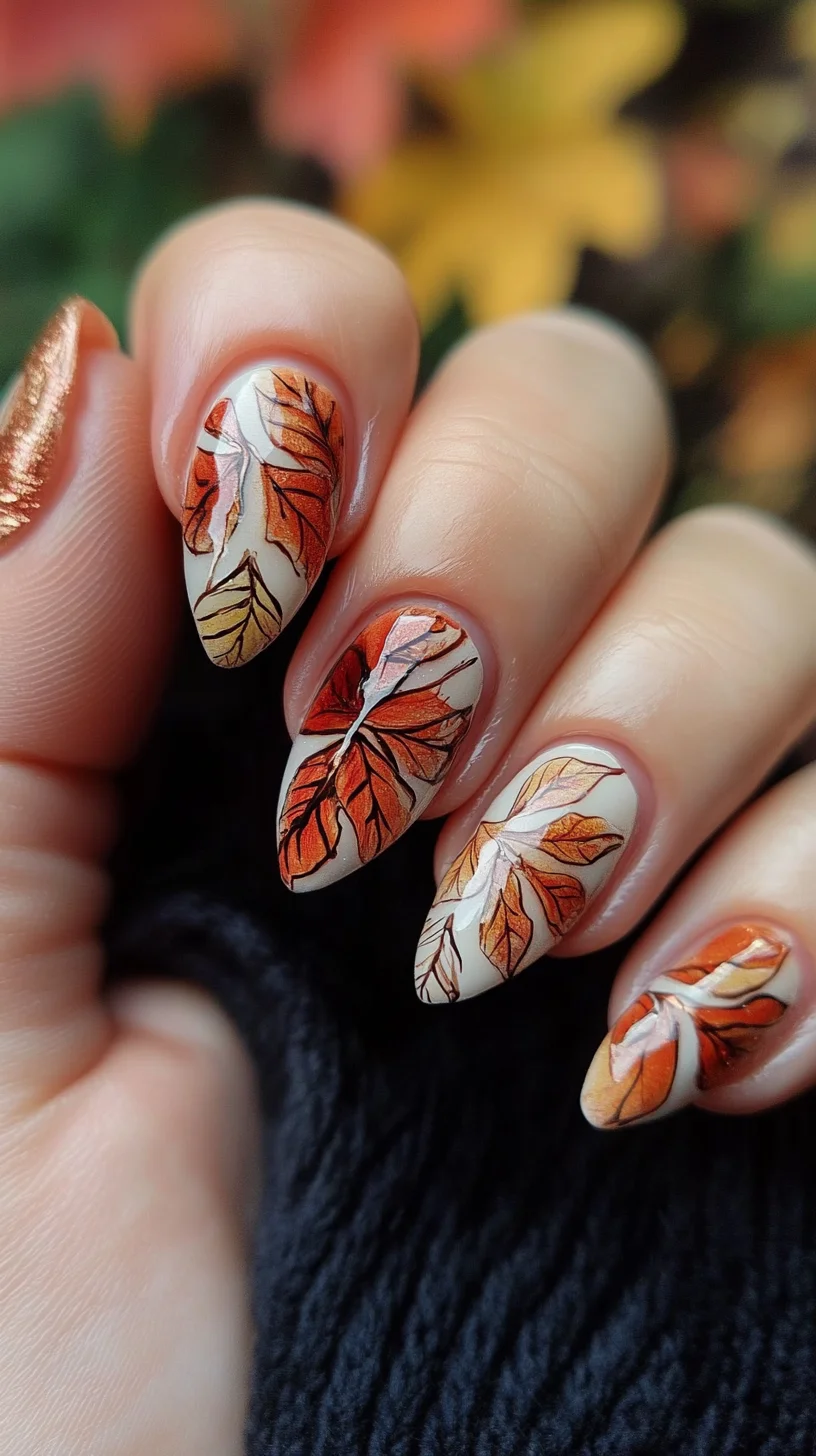 Autumn Elegance: Embrace Vibrant Leafy Designs for Your Nails