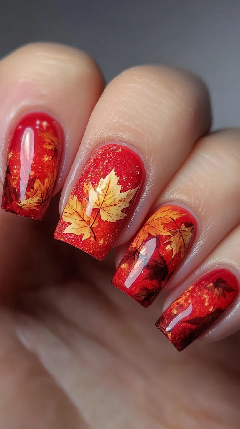 Autumn Elegance: Stunning Red Leaves for a Seasonal Nail Statement