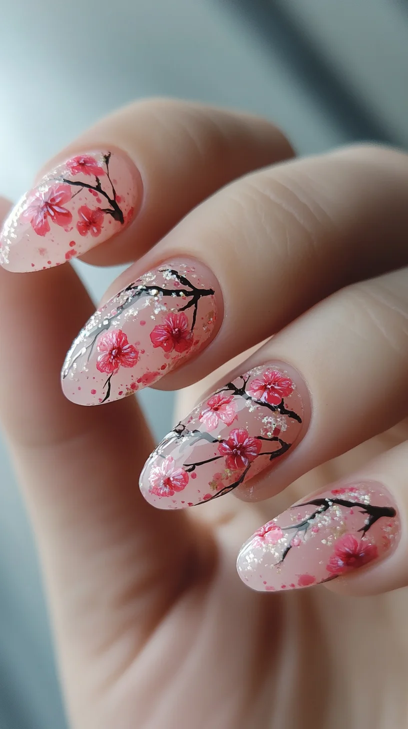 Blooming Elegance: Cherry Blossom Nail Art for a Charming Look