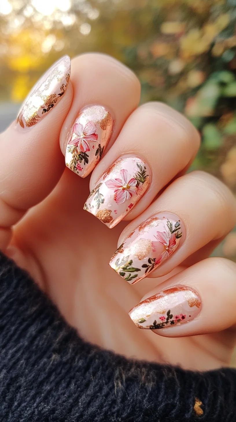 Blooming Elegance: Embrace Floral Charm with Gleaming Gold Accents