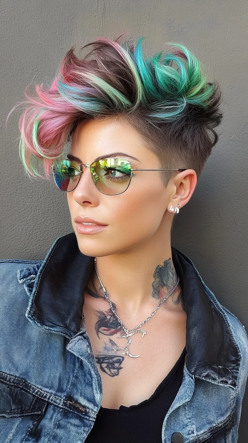 Bold and Bright: The Ultimate Edgy Pixie with Vibrant Color Pops