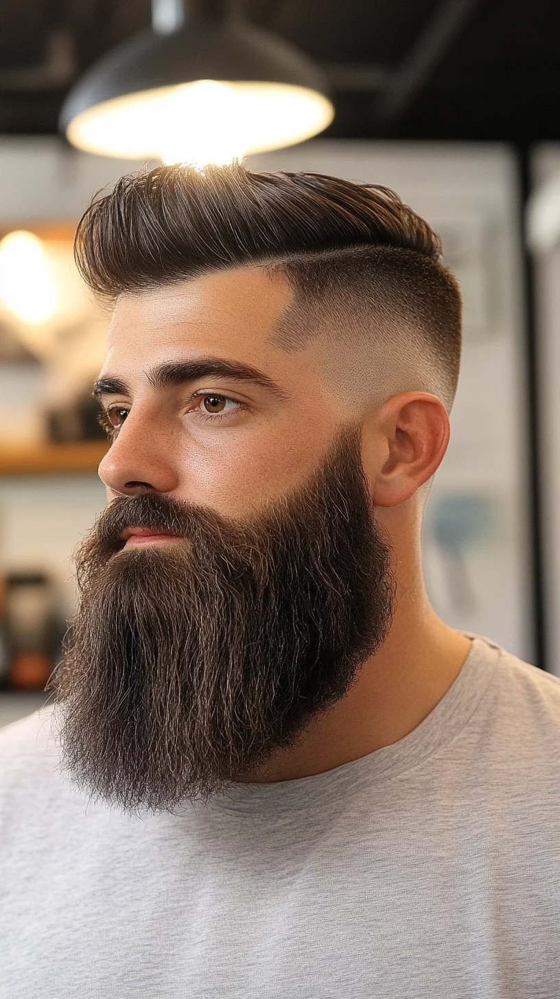Bold and Distinguished: The Perfect Blend of Full Beard and Sculpted Fade
