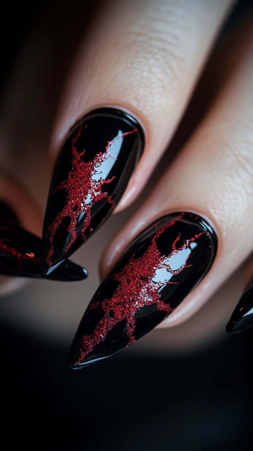 Bold Black and Fiery Red Nail Art: A Striking Statement for Any Occasion