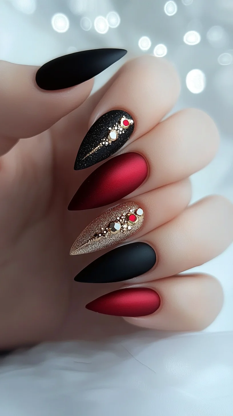 Bold Elegance: Matched Matte and Shimmer Nail Style for Every Occasion