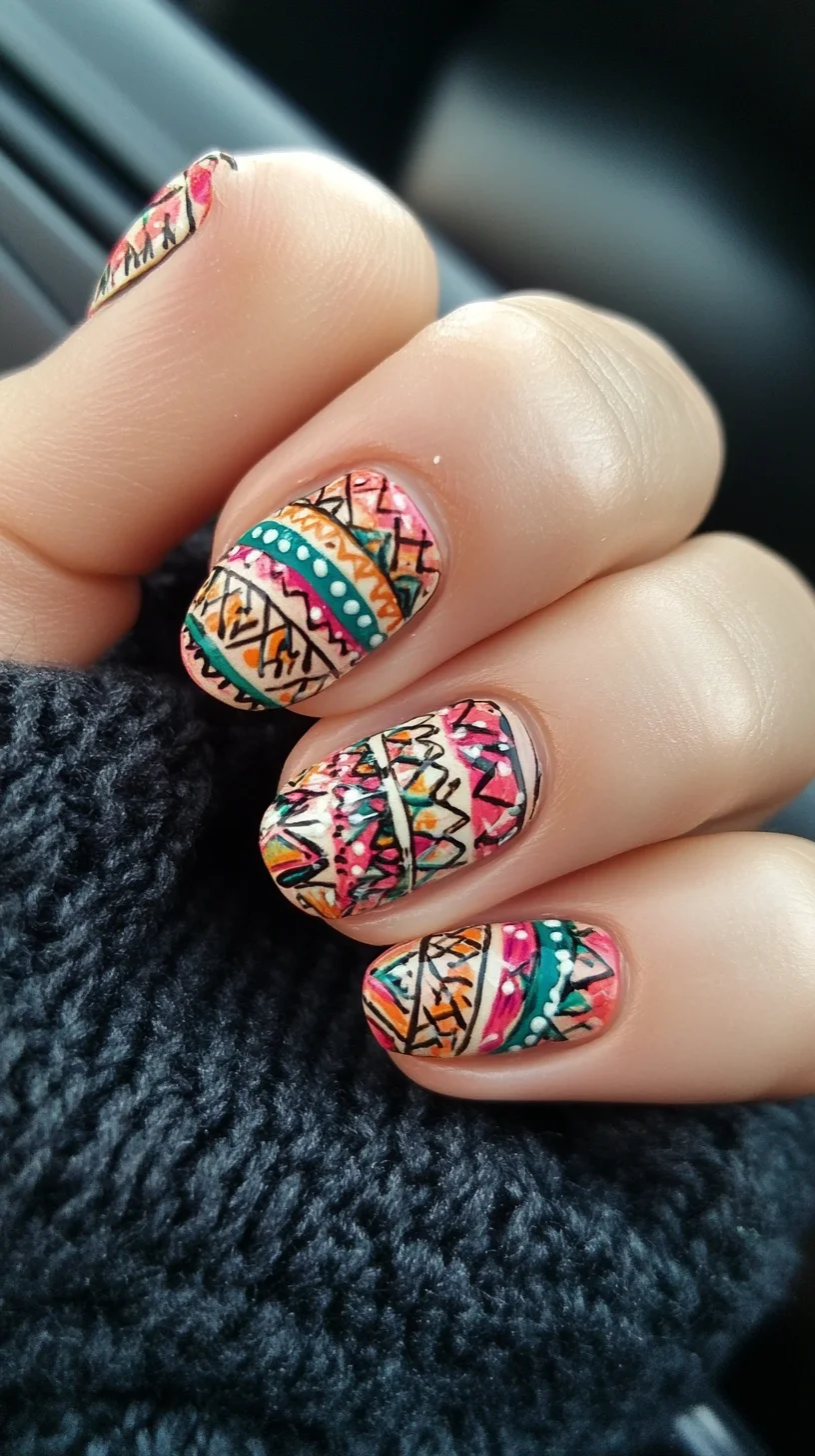 Bold Geometric Patterns: Elevate Your Nail Game with Vibrant Style