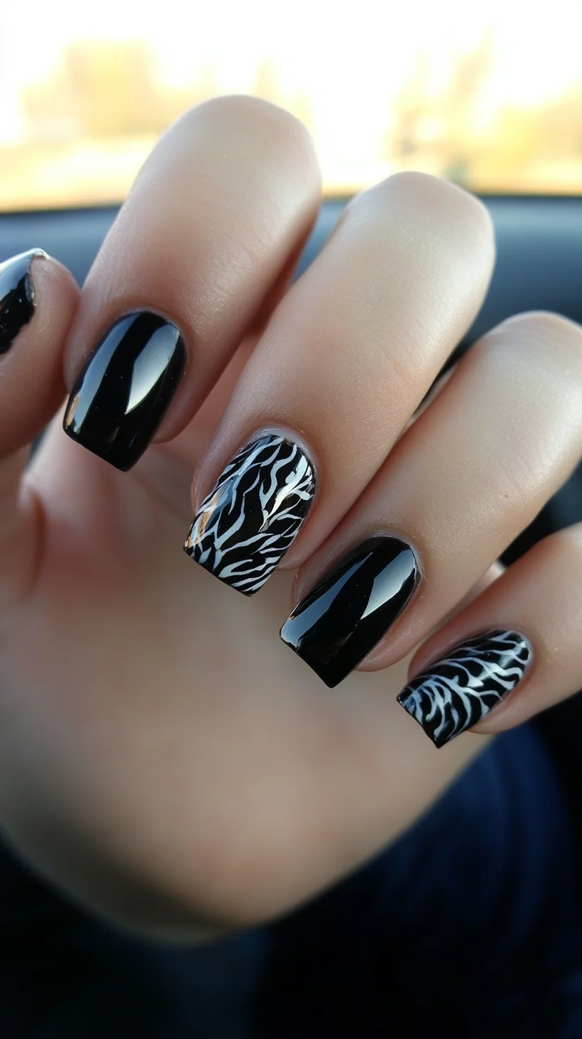 Bold Monochrome: Zebra-Striped Nail Art for a Fierce Look