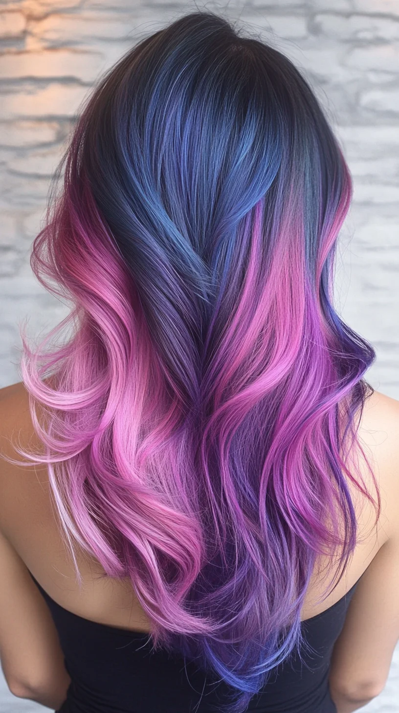 Bold Ombre Elegance: Vibrant Purple and Pink Waves