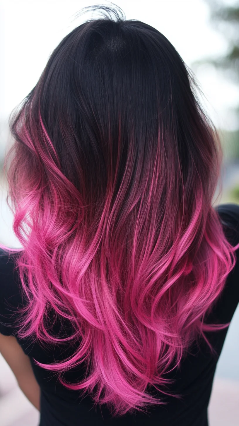 Bold Pink Ombre Waves: Unleash Your Inner Trendsetter with a Daring Color Transition