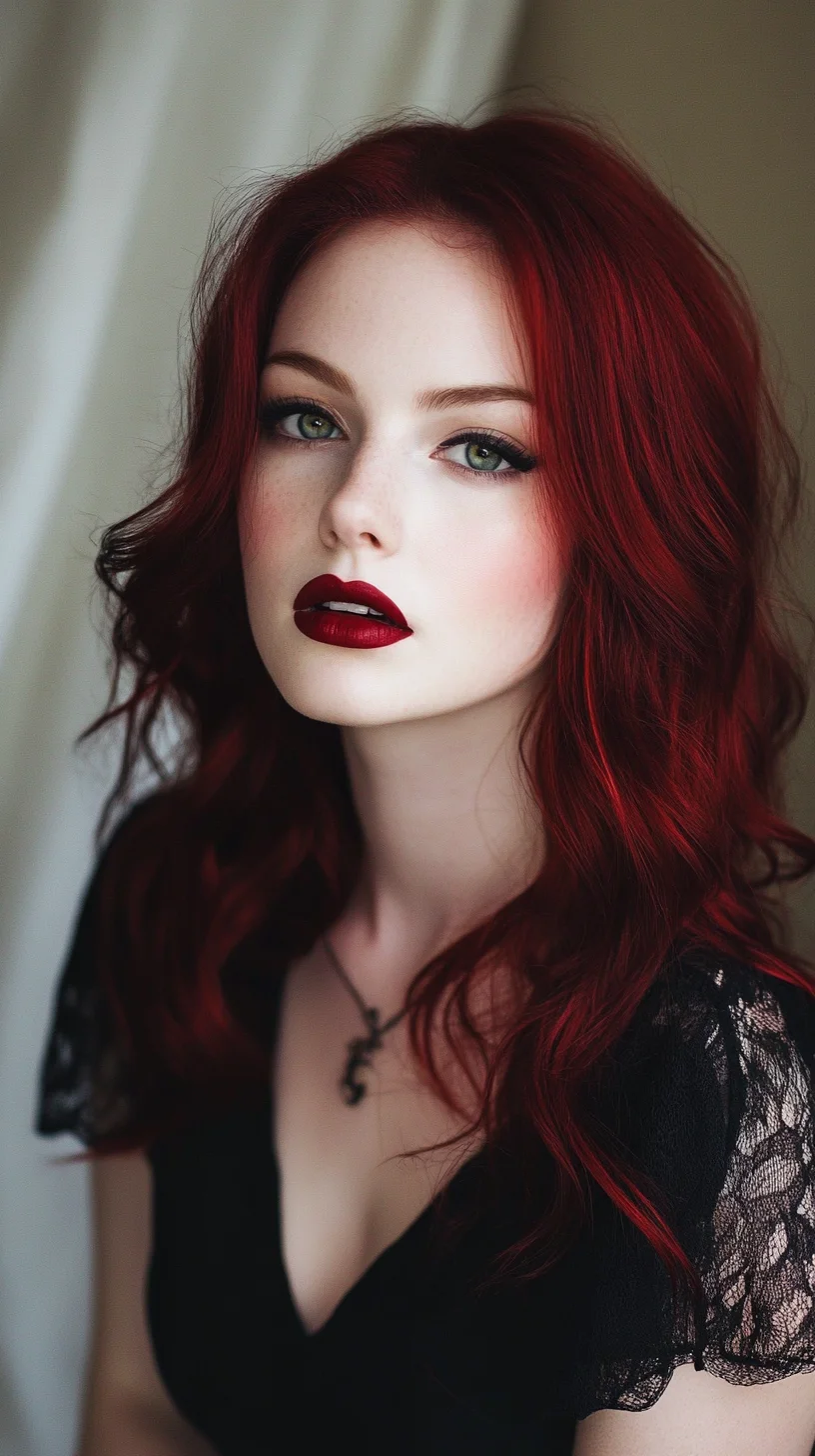 Bold Red Waves: Effortlessly Chic and Eye-Catching Hair