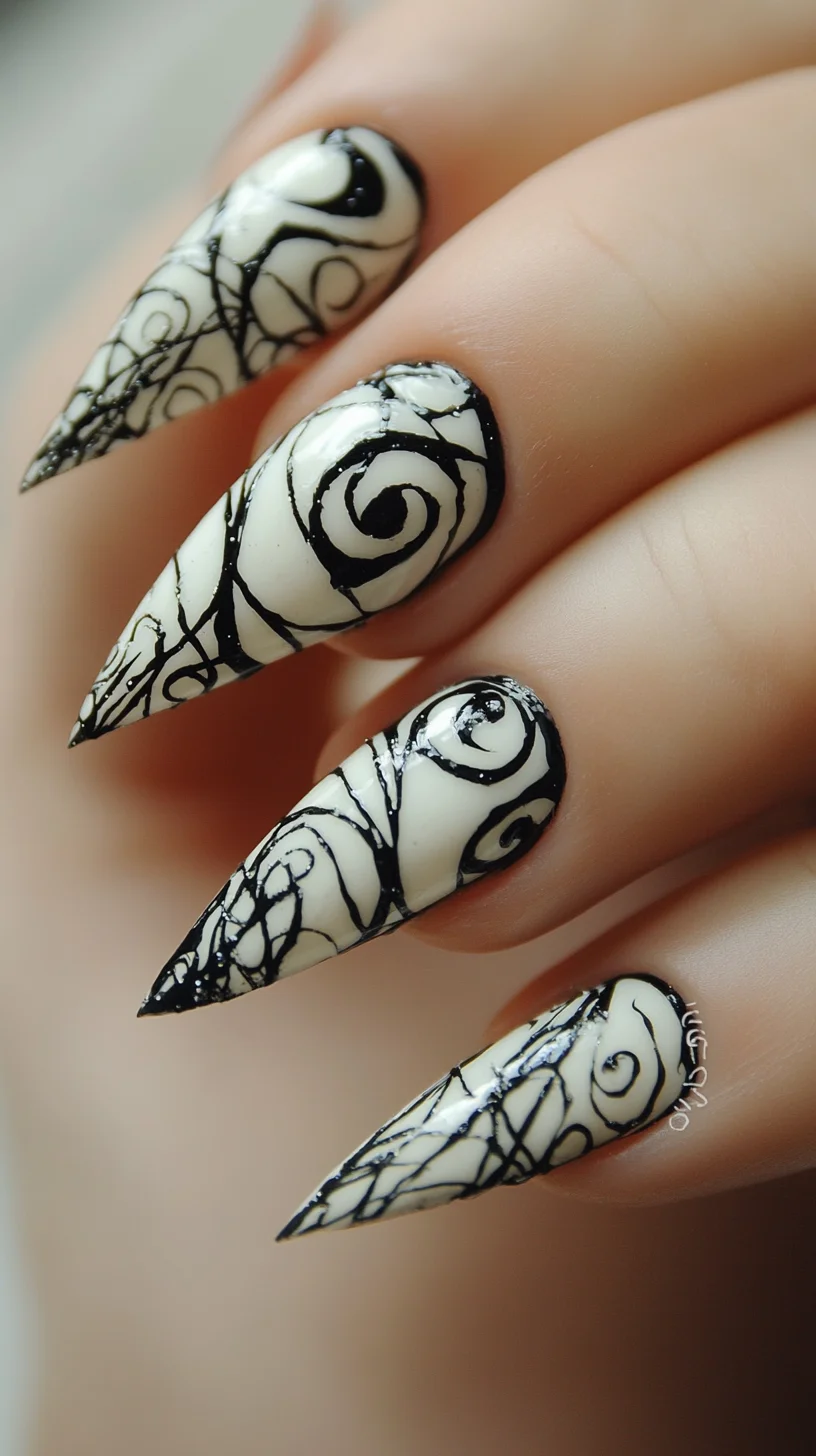 Bold Swirls and Edgy Tips: Embrace This Monochrome Nail Art Trend
