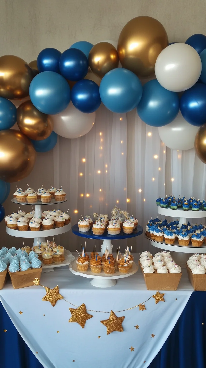 Celebrate in Style: An Elegantly Festive Dessert Table with Balloon Accents