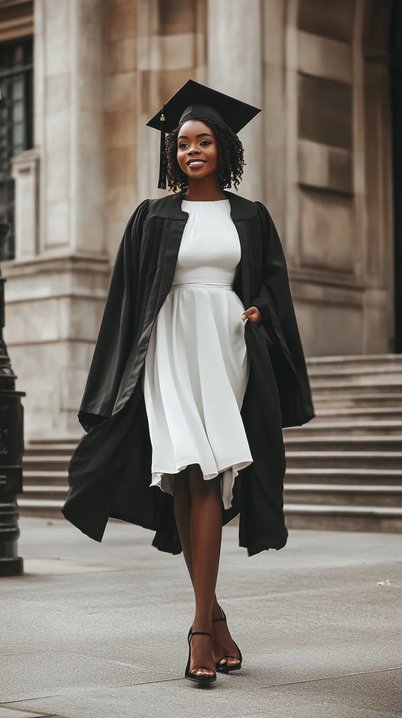 Celebrate in Style: Elegant White Dress Meets Classic Graduation Gown