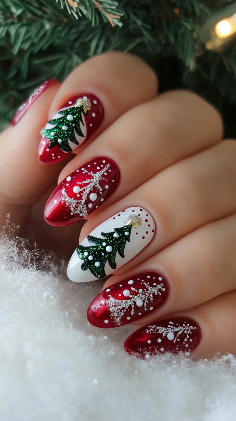 Celebrate the Holidays with Festive Christmas Tree Nail Art Style