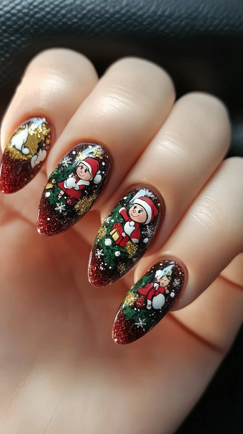 Celebrate the Season: Festive Nail Art with Glittering Holiday Characters