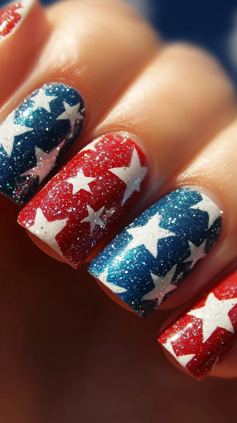 Celebrate with Sparkle: Patriotic Glitter Star Nail Art for Every Occasion