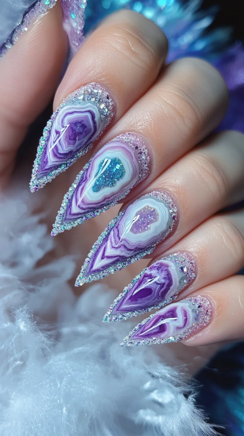 Dazzling Amethyst Marble Nails: A Stunning Blend of Elegance and Glamour