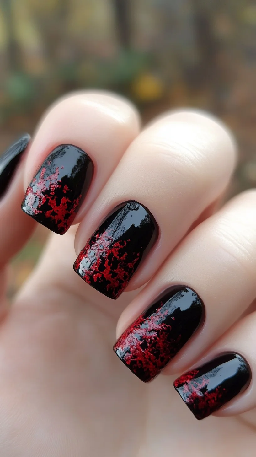 Dazzling Dark Elegance: The Perfect Fusion of Black and Red Nail Art