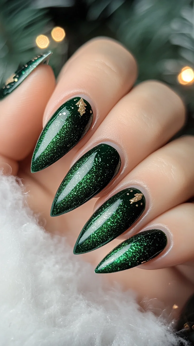 Dazzling Emerald Stiletto Nails: A Sparkling Statement for Any Occasion