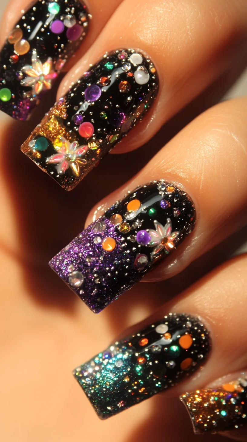 Dazzling Galactic Glam: Sparkling Nail Art for Cosmic Vibes