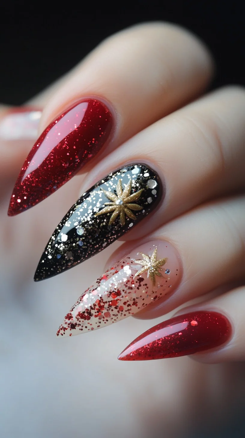 Dazzling Galaxy Glam: Bold Glitter and Stellar Accents for Show-Stopping Nails