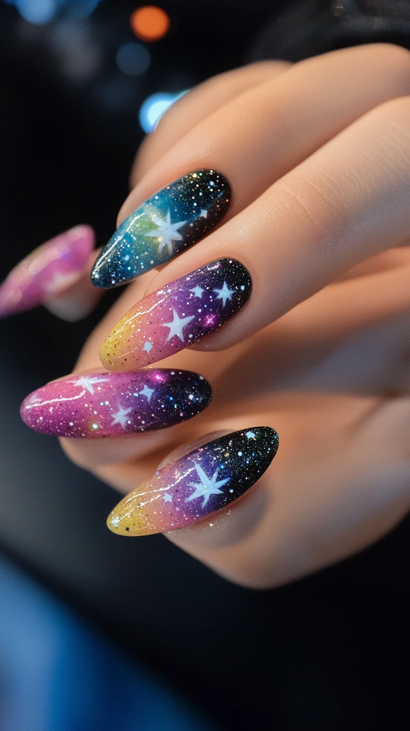 Dazzling Galaxy Nails: A Stellar Blend of Colors and Sparkle