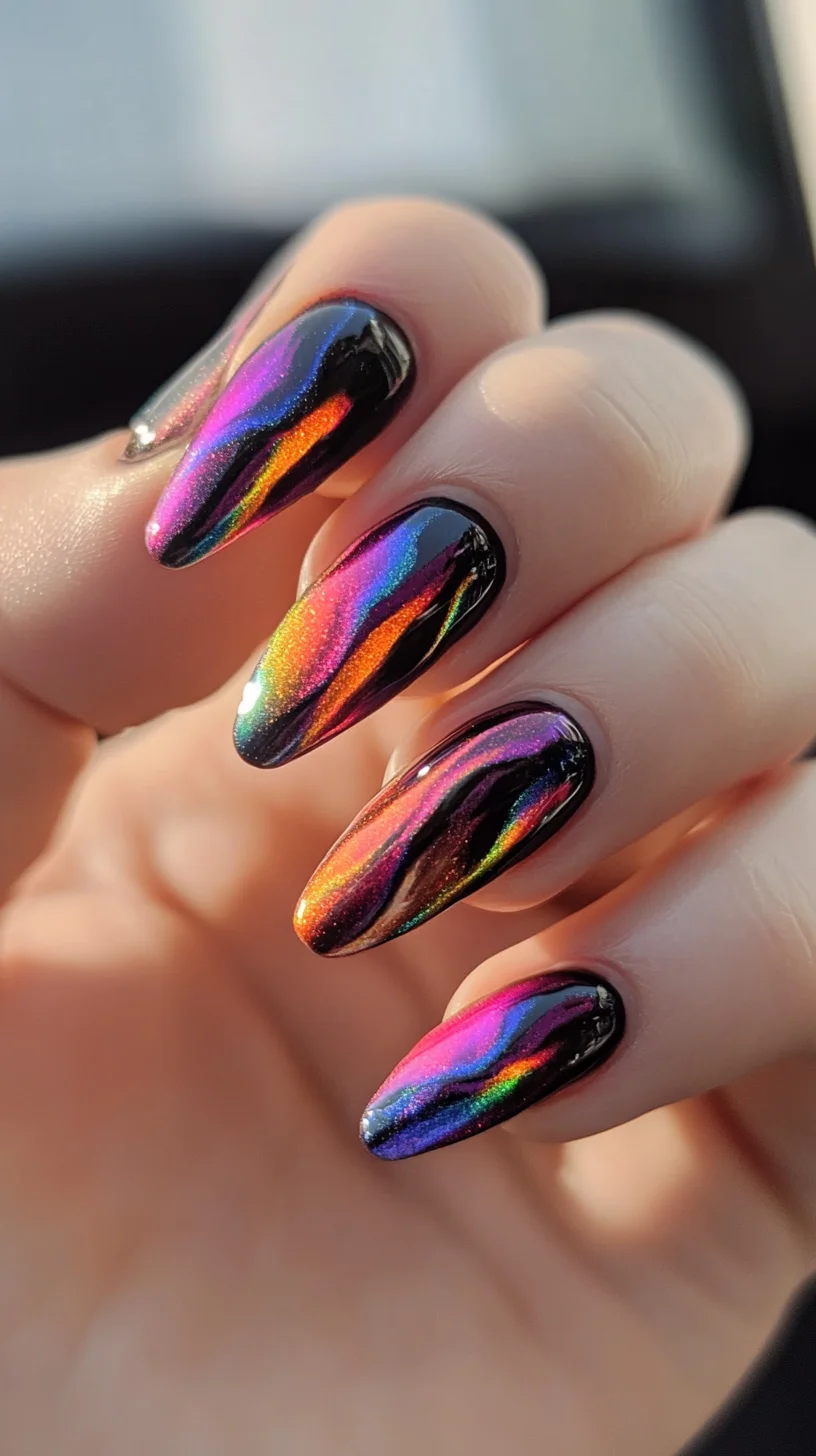 Dazzling Rainbow Chrome Nails: A Bold Blend of Color and Shine