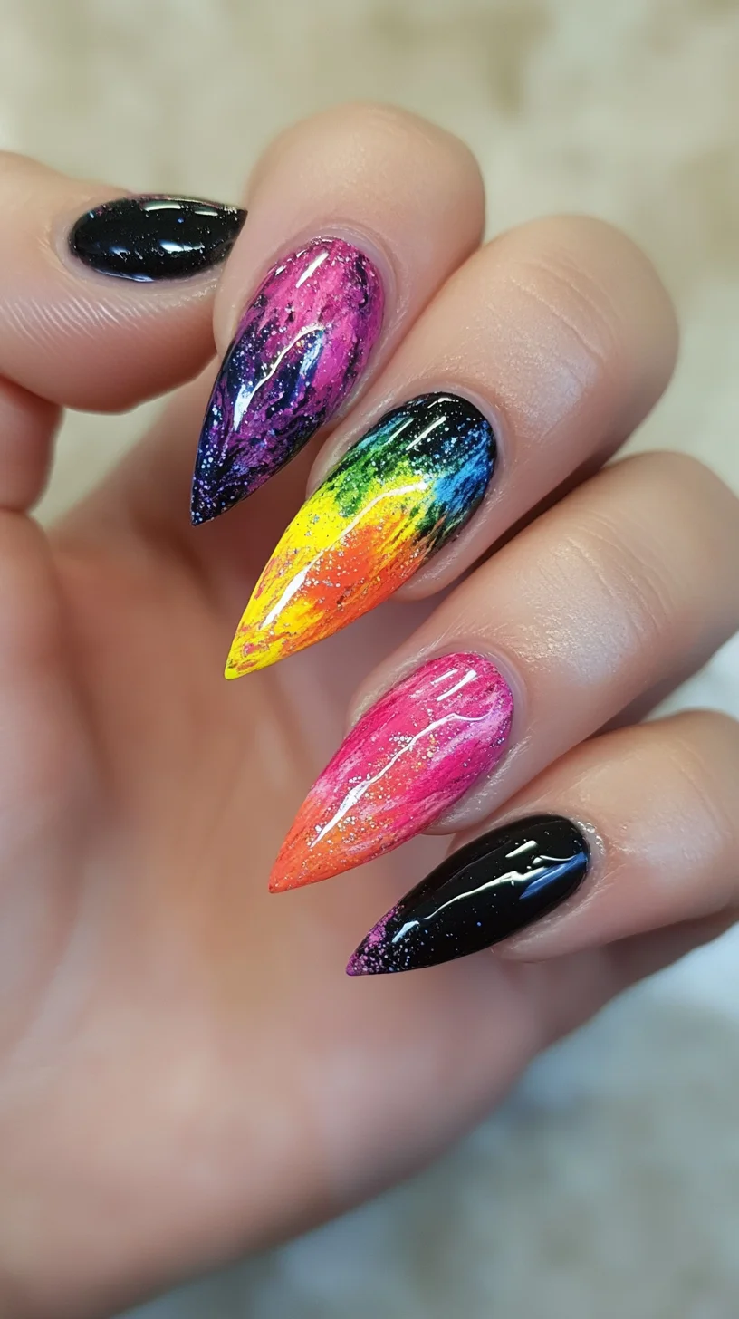 Dazzling Rainbow Galaxy Nails: A Cosmic Twist for Your Tips!
