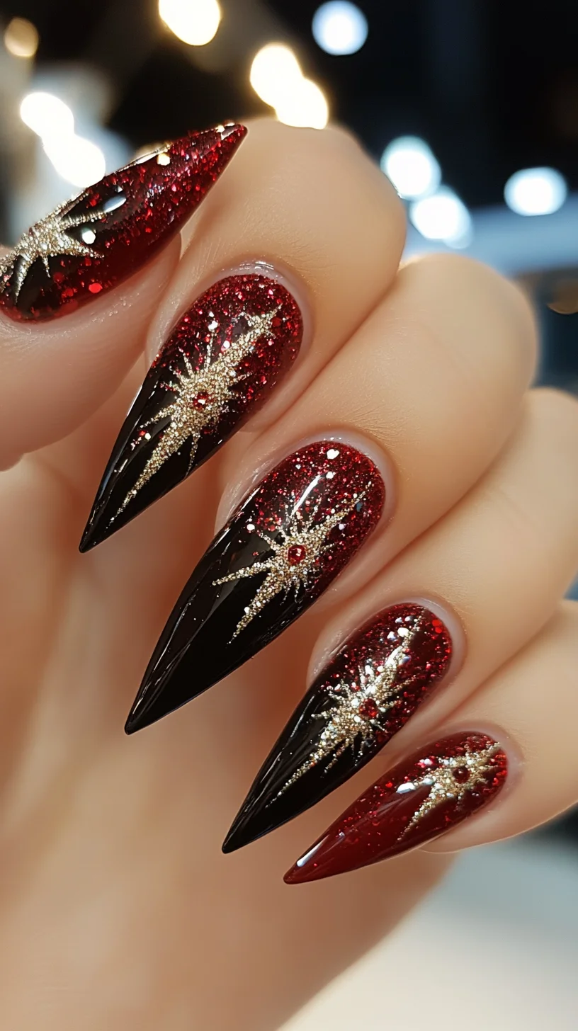 Dazzling Red and Black Stiletto Nails: A Stunning Fusion of Elegance and Edge