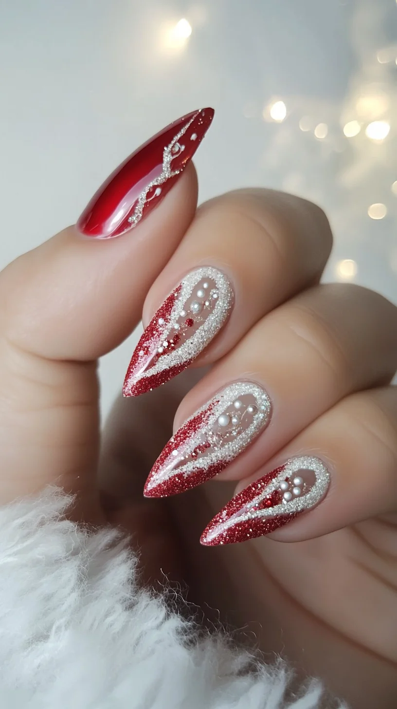 Dazzling Red & Silver Glam: The Perfect Holiday Nail Style