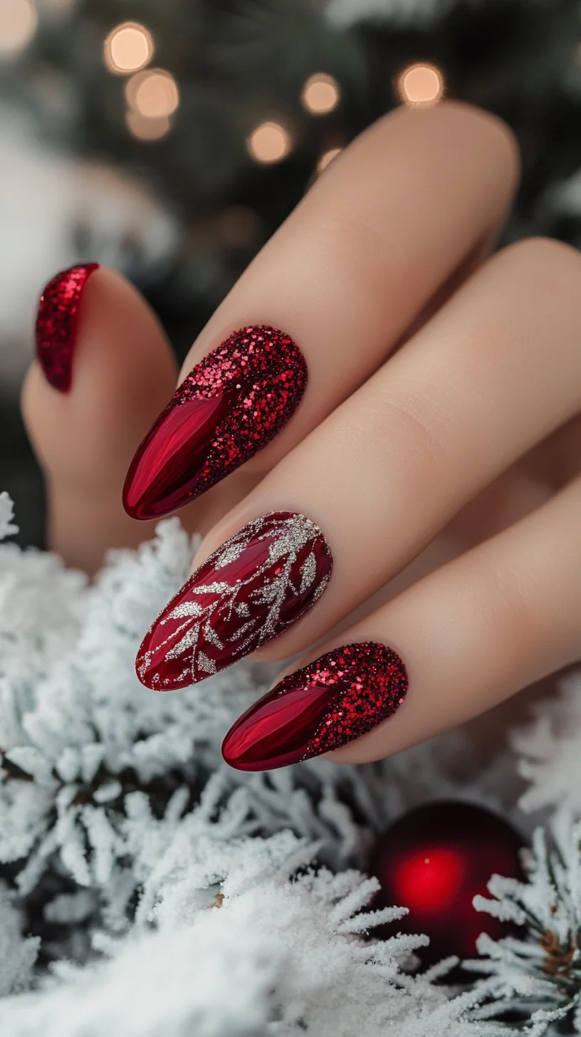Dazzling Ruby Glam: The Ultimate Holiday Nail Art for Festive Elegance