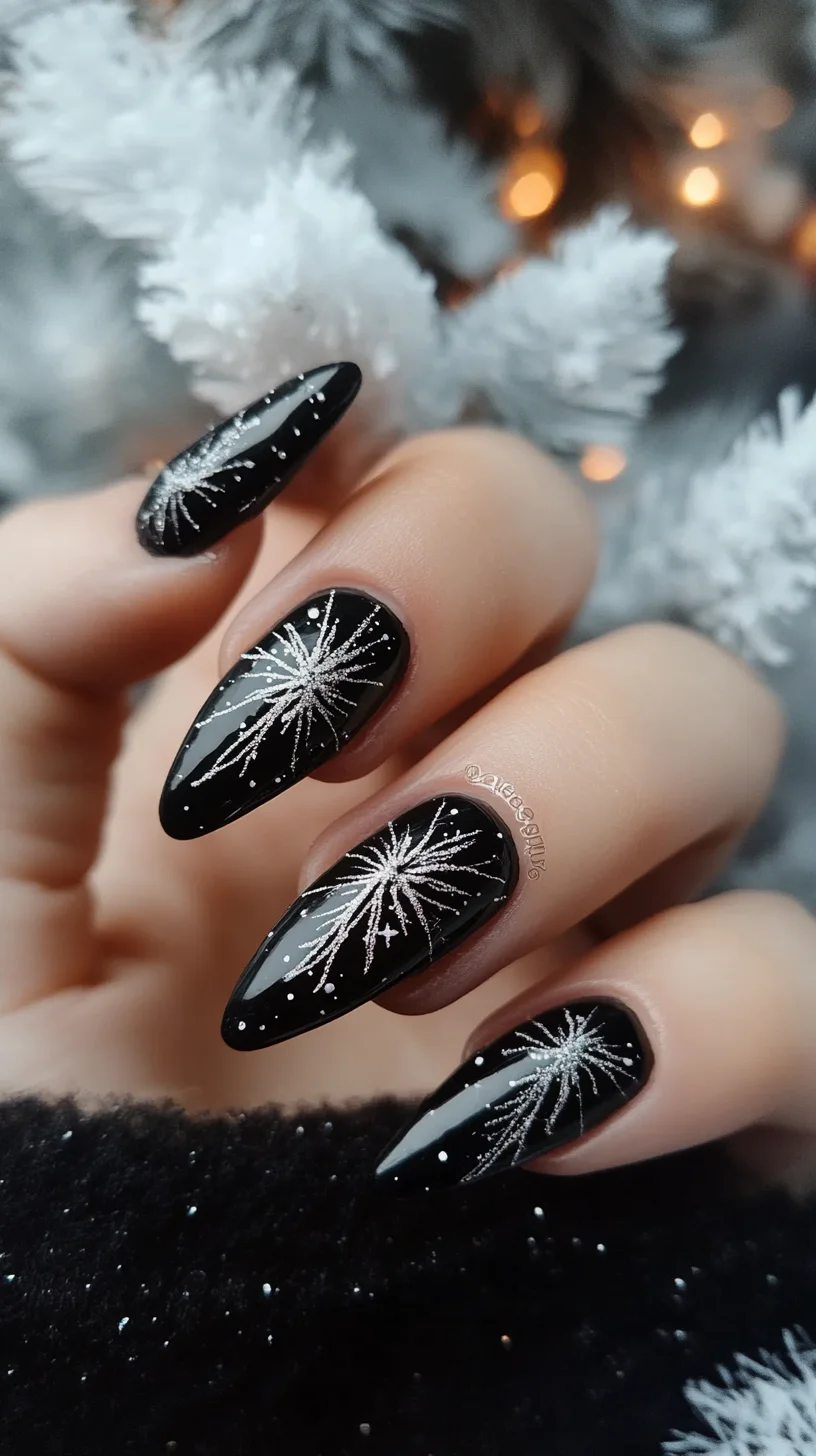 Dazzling Starburst Designs: Elevate Your Look with Striking Black Nail Art