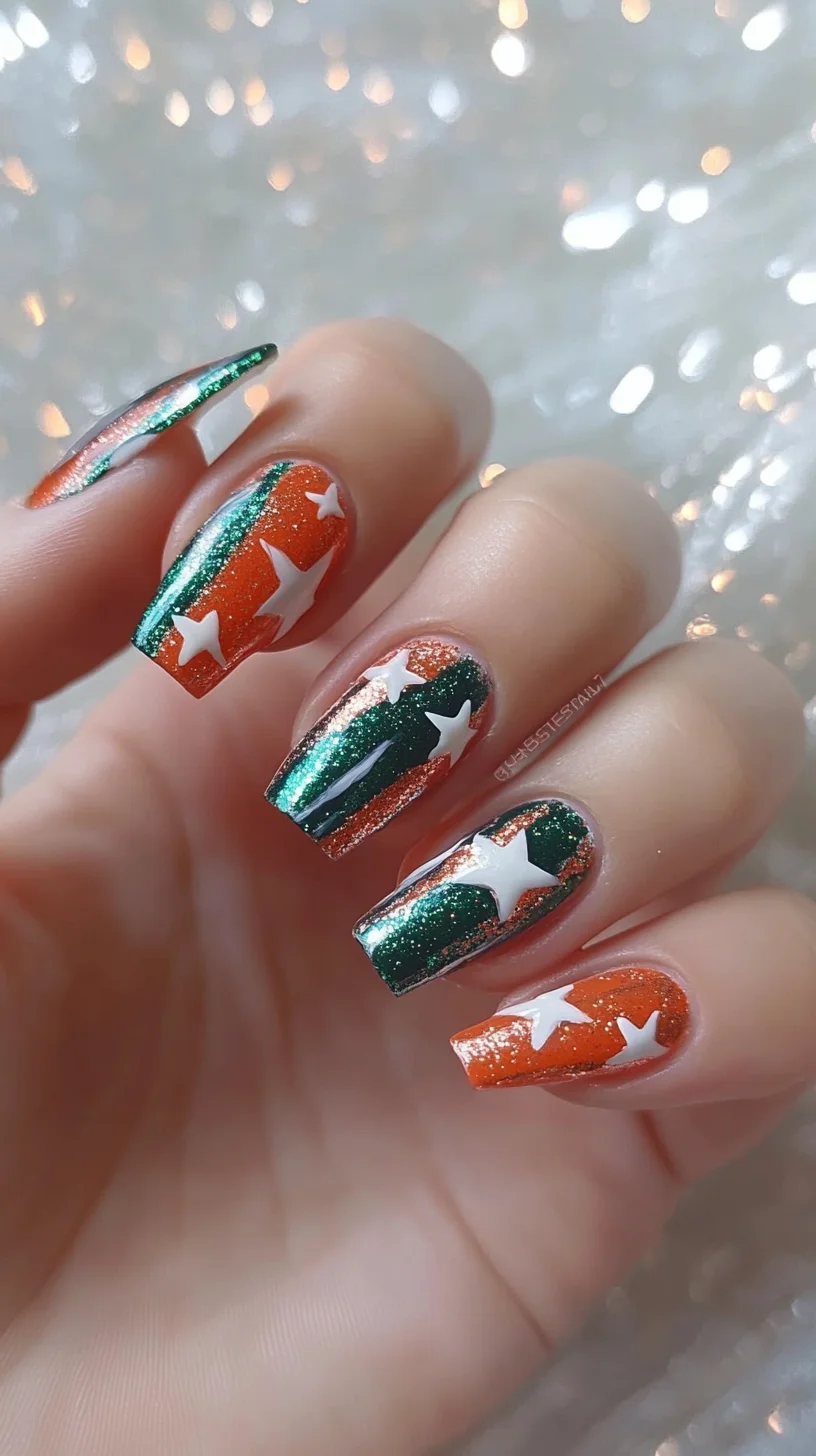 Dazzling Starry Nails: A Festive Fusion of Glitter and Color