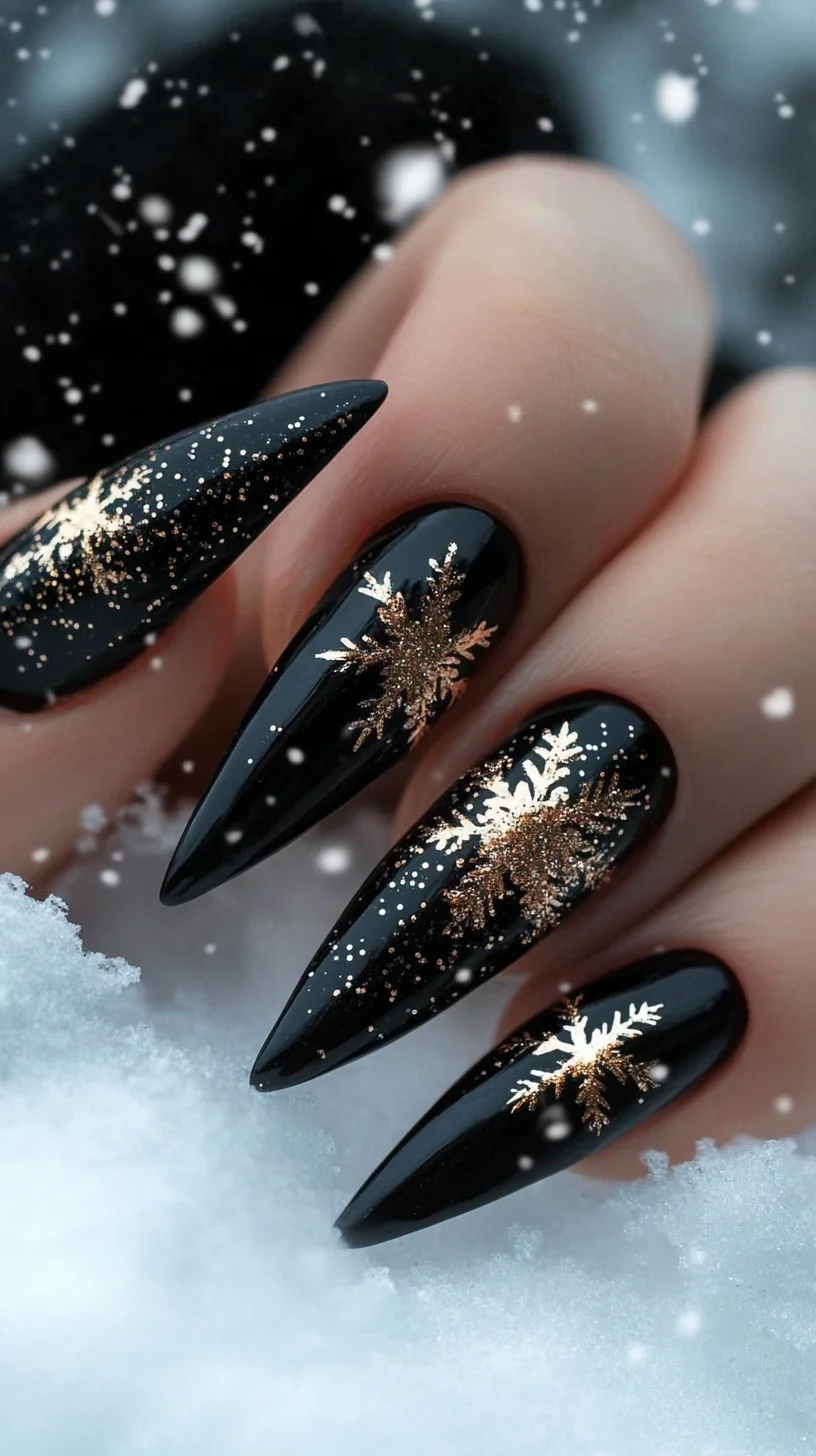 Dazzling Winter Glam: Snowflake Nail Art That Shines