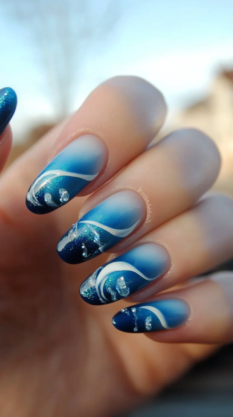 Dive Into Tranquility: Stunning Ocean-Inspired Ombre Nail Design