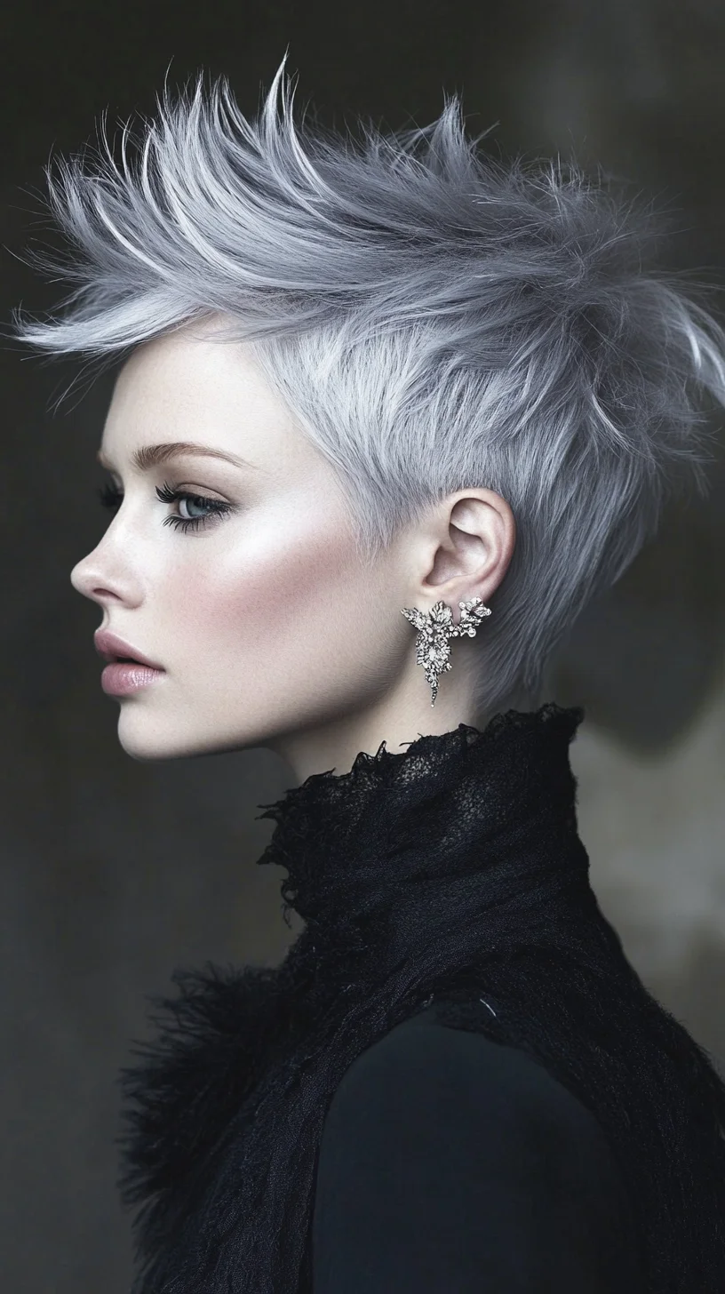Edgy and Elegant: The Chic Silver Pixie with Textured Volume