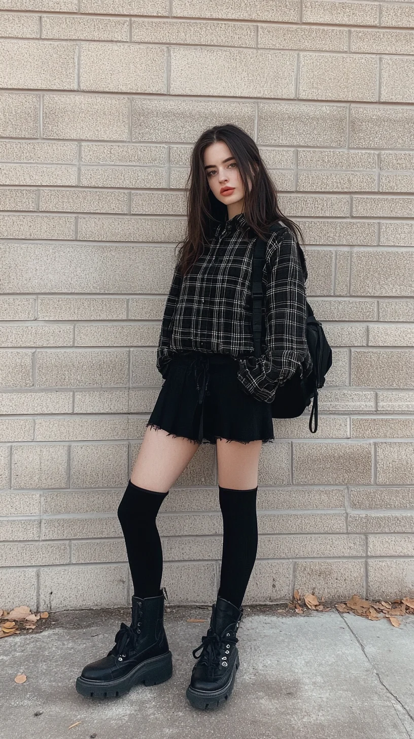 Edgy Chic: Mastering the Oversized Plaid Look with a Modern Twist