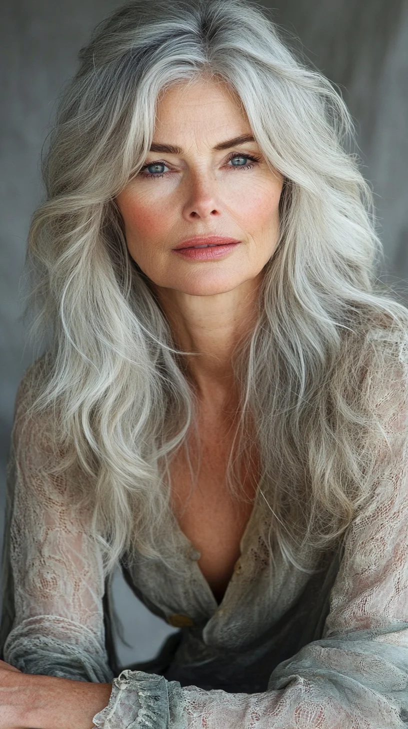 Effortless Elegance: Embrace Soft Waves with a Luminous Silver Shine