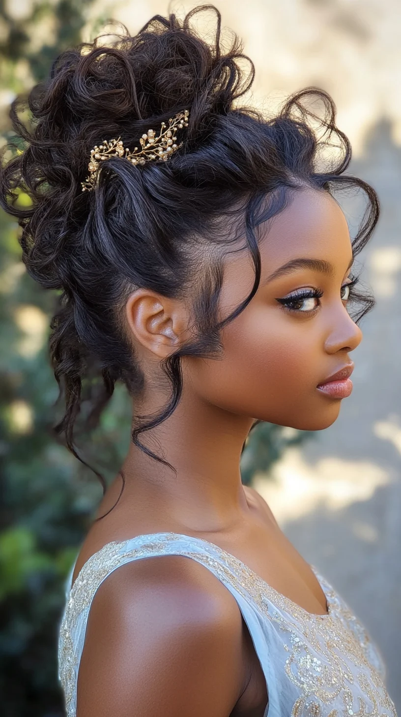 Effortless Elegance: Embrace the Romantic Curly Updo with Vintage Flair