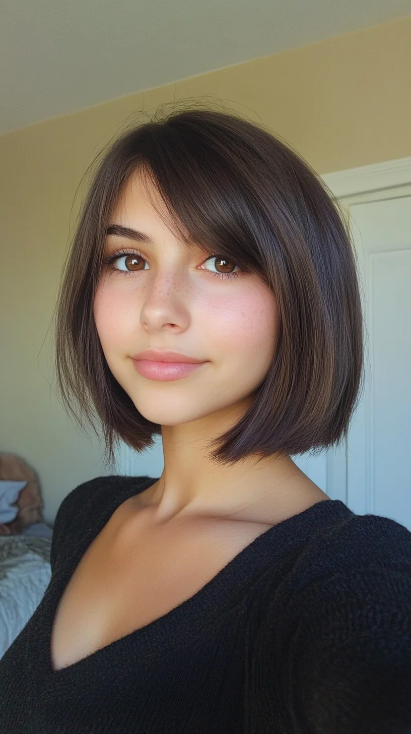 Effortless Elegance: The Chic Blunt Bob with Face-Framing Bangs