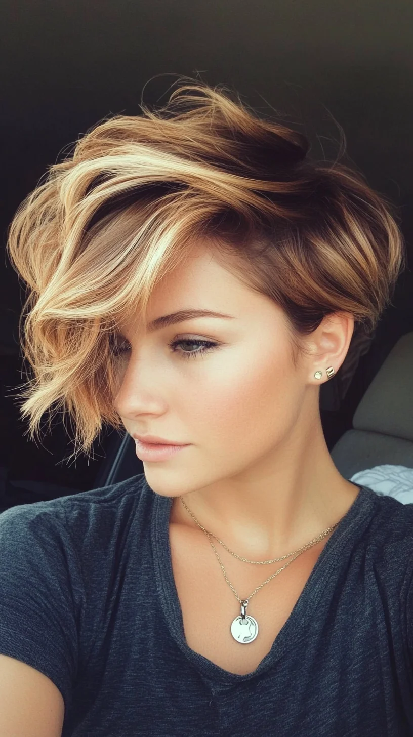 Effortless Elegance: The Chic Shaggy Bob with Golden Highlights