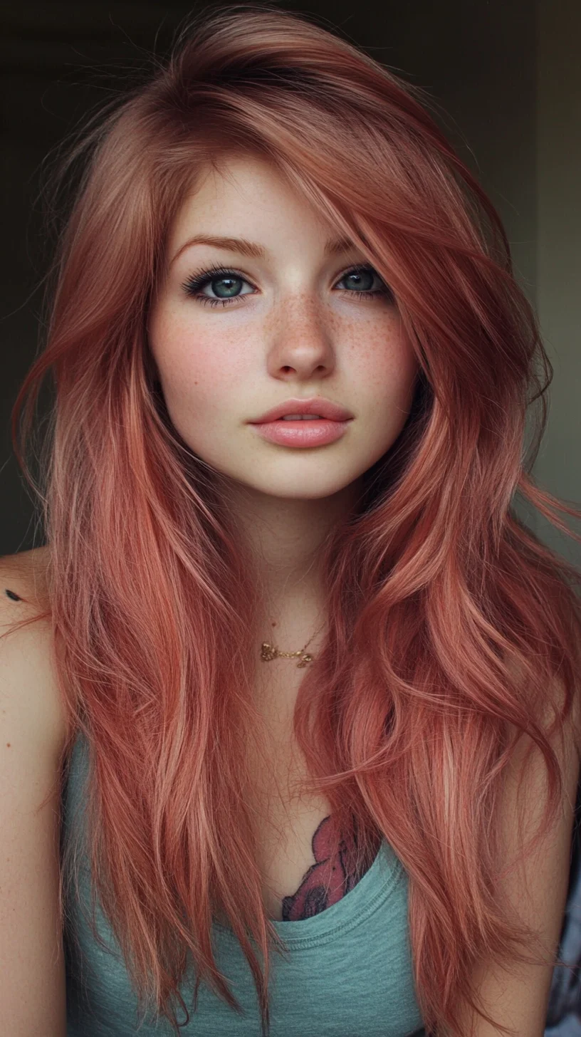 Effortless Layered Waves with a Lively Rose Gold Hue