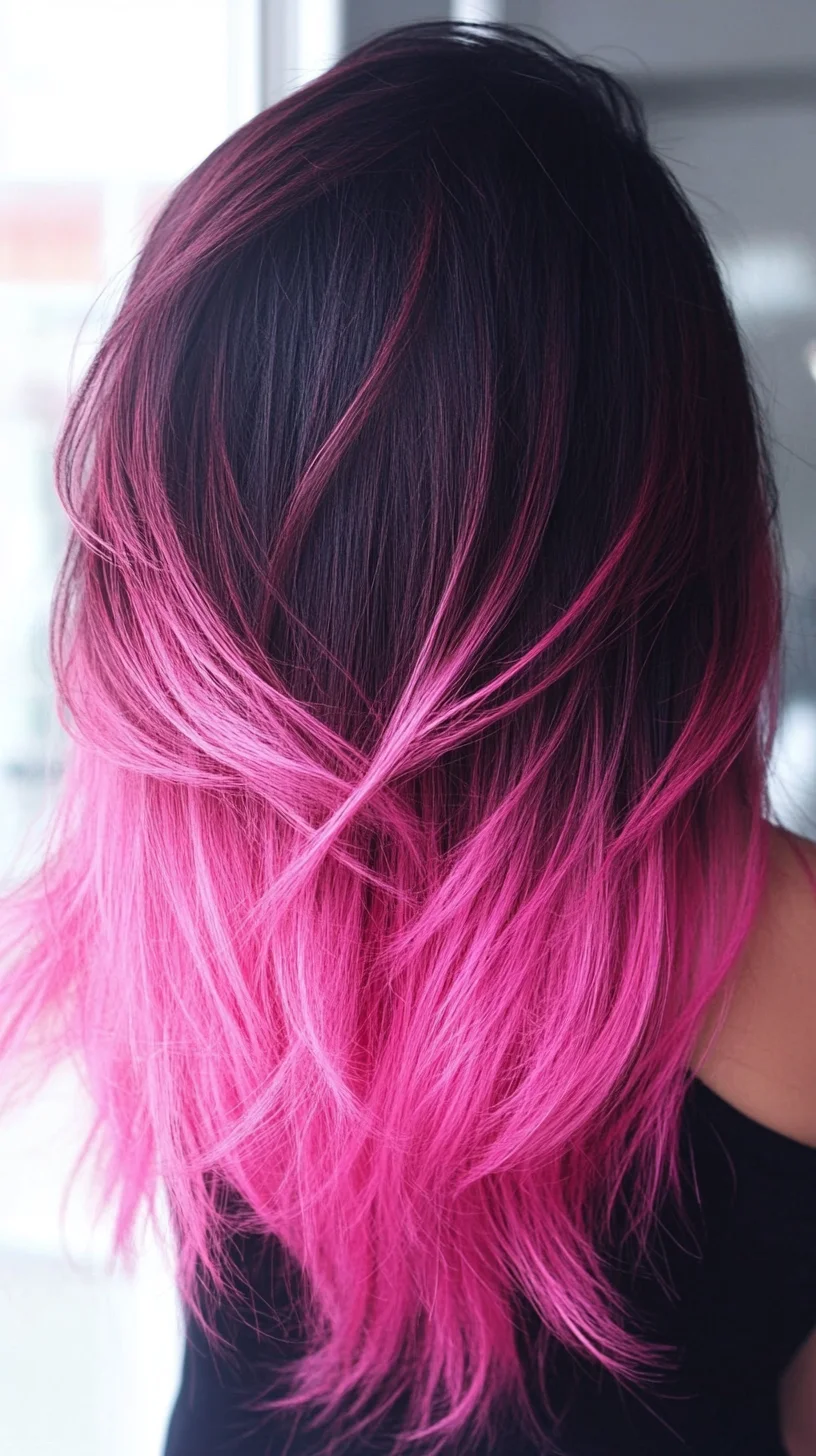 Effortless Ombre Elegance: Bold Pink Tips for a Playful Edge
