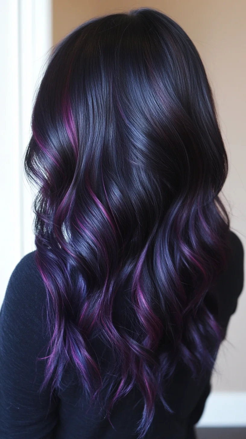 Effortless Waves with Vibrant Purple Highlights for a Daring Look