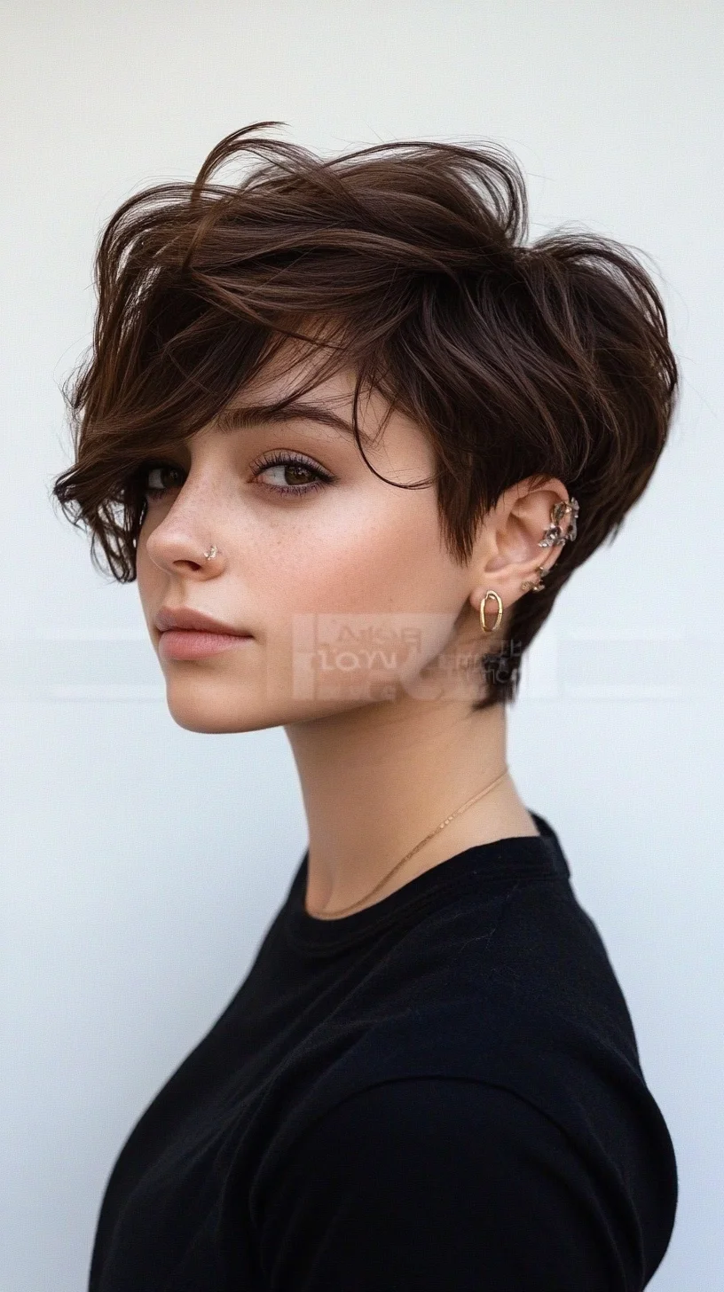Effortlessly Chic: Edgy Textured Pixie Cut with a Modern Twist