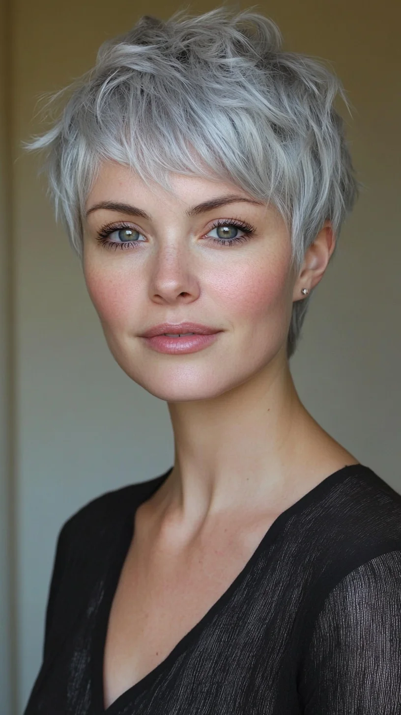 Effortlessly Chic: Embrace the Edgy Elegance of a Silver Pixie Cut
