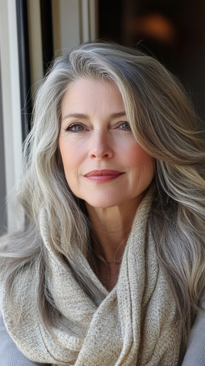 Effortlessly Chic: Embrace the Glamorous Flow of Soft Waves in Silver Hair