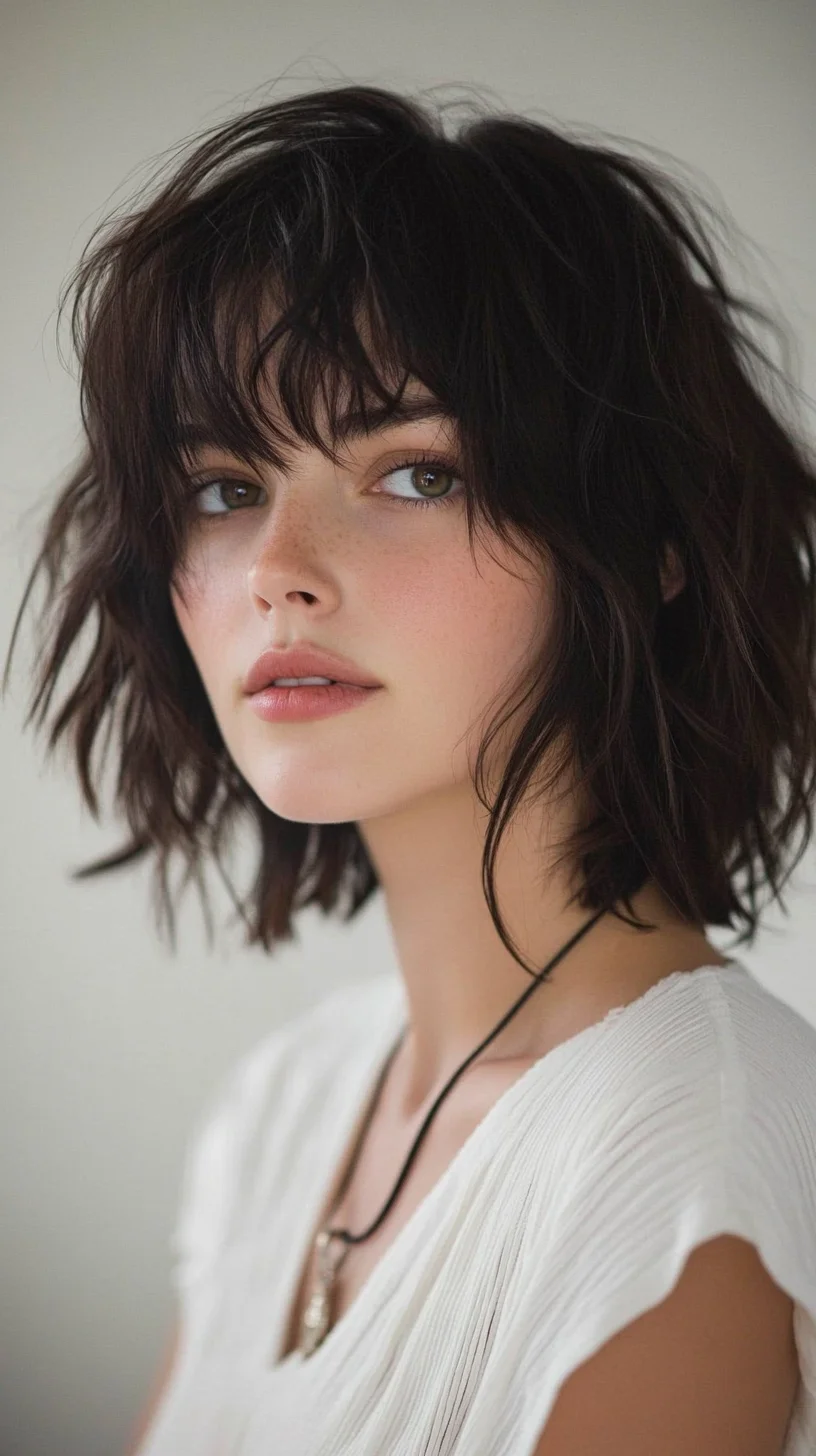 Effortlessly Chic: Embrace the Messy Bob with Playful Layers and Bangs