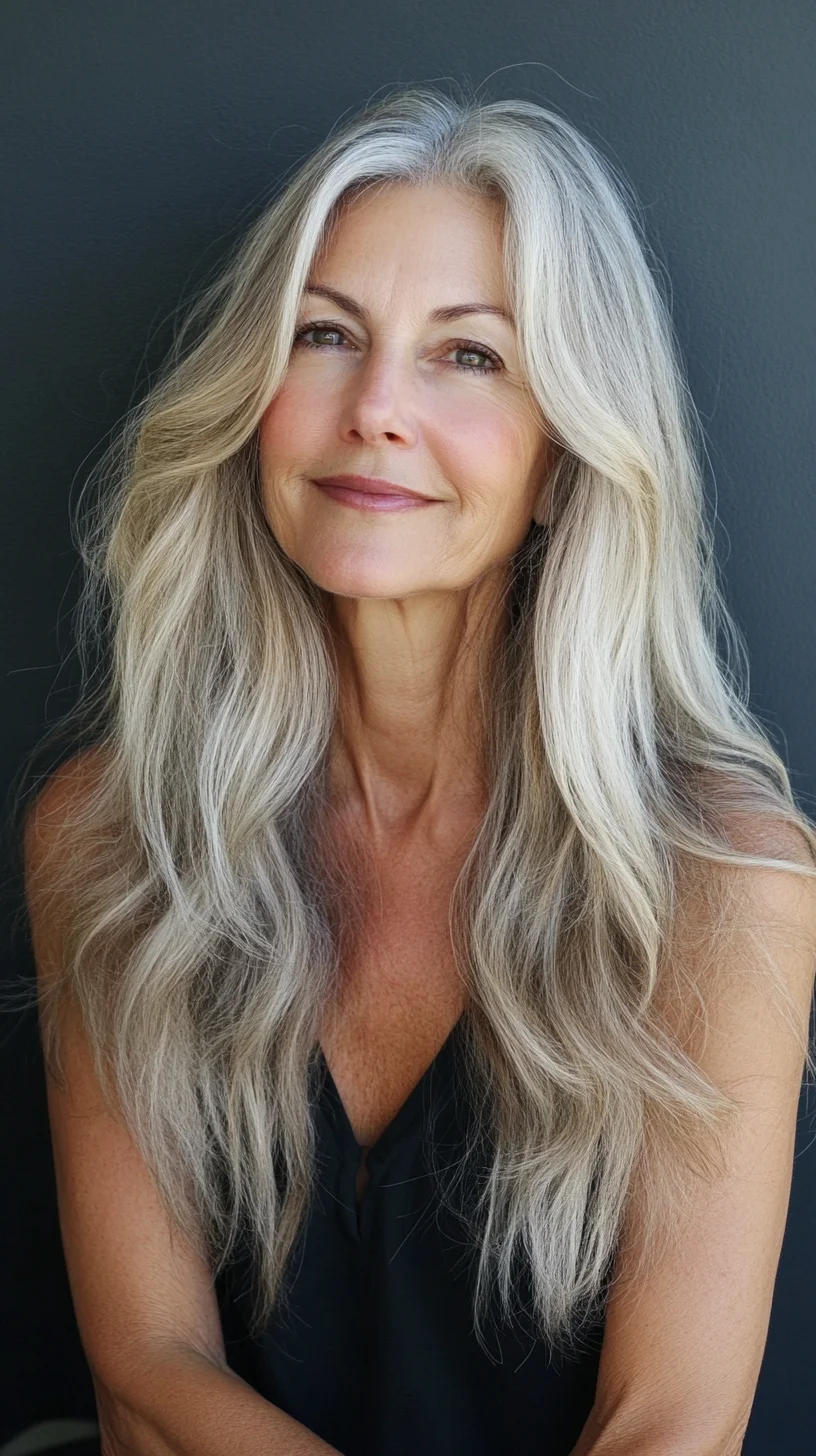 Effortlessly Chic: Embrace the Natural Flow of Long, Wavy Silver Locks