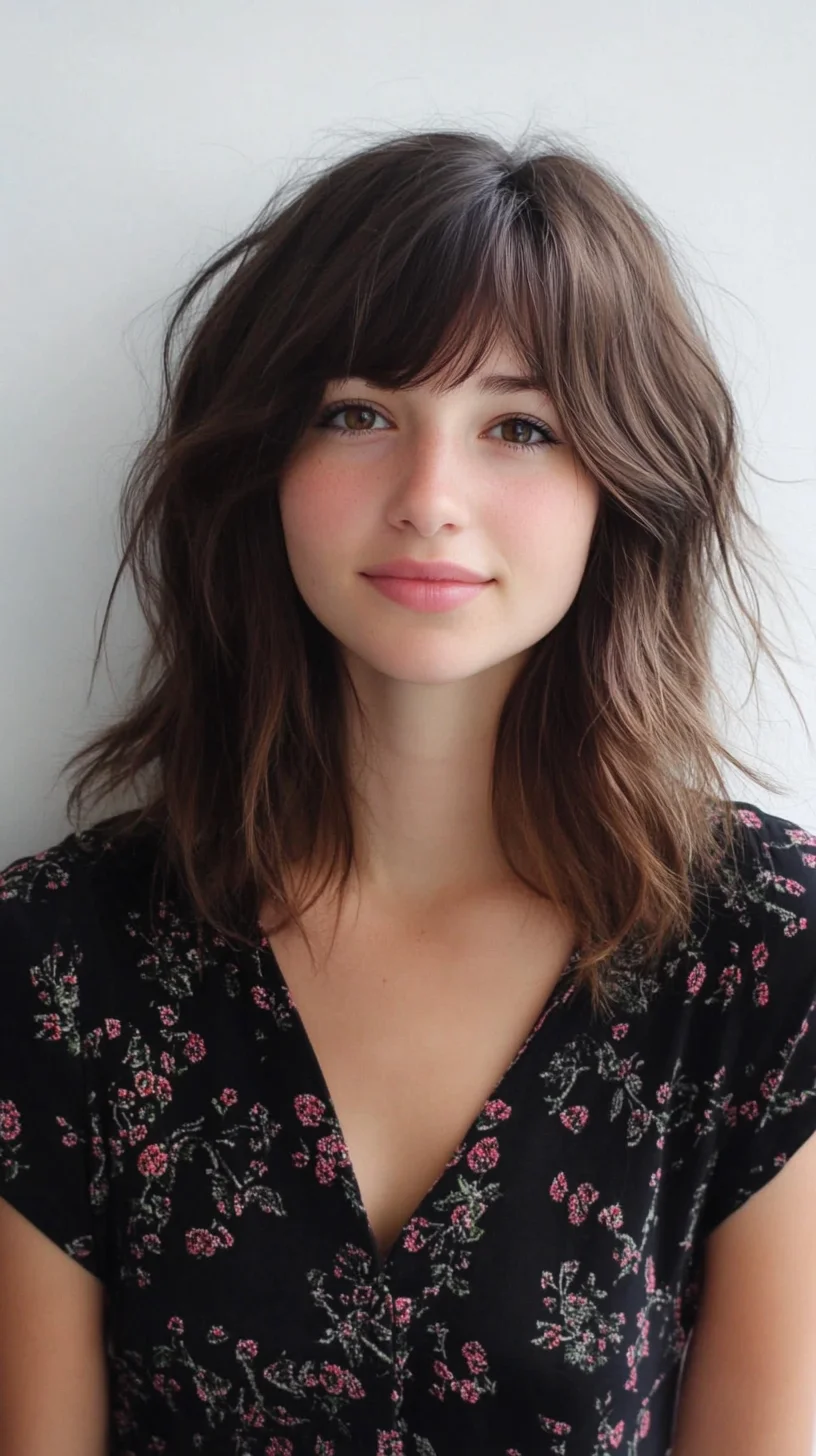 Effortlessly Chic: Embrace the Wavy Lob with Bangs for a Versatile Look